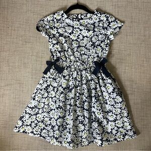 J. Crew Crewcuts Navy Blue and White Floral Daisy Print Dress Size 8